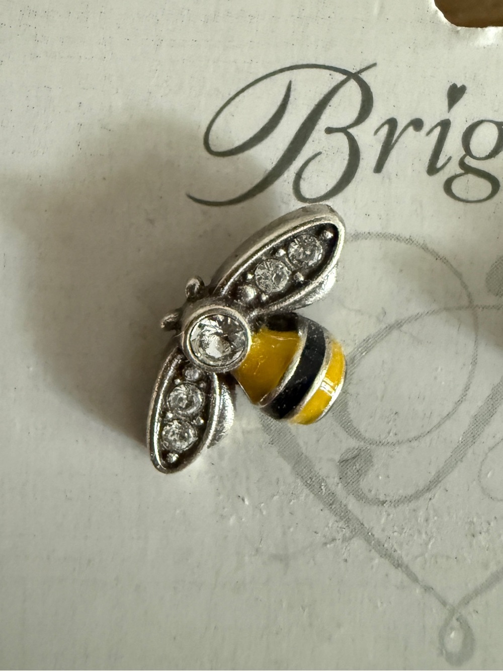 Brighton Bee Happy Mini Post Earrings Silver Yellow Black Enamel Crystal